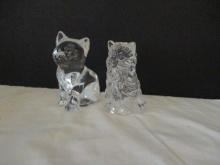 2 Glass Cat Figurines