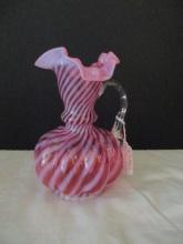 Vintage Fenton Cranberry Swirl Glass Pitcher