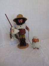 Holzkunst Christian Ulbricht West German Shepherd and Sheep Wooden Smoker