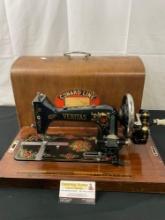 Antique Veritas Sewing Machine, Hand Crank w/ Wooden Case