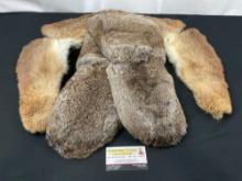 Vintage Furs, Red Fox Fur Stole & Pair of Rabbit Fur & Wool lined Large Gloves