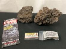 Pair of Larger Volcanic Rock Chunks, Sample of Pumice from the 1980 Mt St Helens Eruption