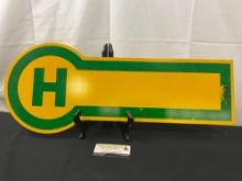 Yellow/Green German Bus Stop Sign w/ Green H