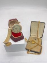 Antique Men's 10K Filled Inscribed Admiral 6 Jewel Pocket watch w/ 2 antique Watch fobs