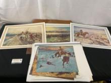 Selection of CM Russell Prints, Some from Calendar Art, approx 20-25 pieces
