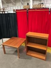 2 pcs Mid Century Modern Danish Teak Furniture. VSM Square Low Coffee Table. 2-Tier Bookshelf. See