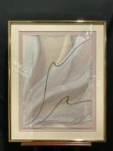 Vintage Large Framed Signed Painting "Floral Wave Diptych" by Butler. Excellent Condition. See pi...