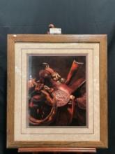 Vintage Large Framed Photograph of Western Cowboy's Saddle Scene. Measures 31.5" x 35" See pics.