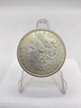 Antique 1881-S Silver Morgan dollar, Poss AU w/ small die chips in 8's & beginning of rim toning