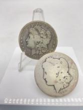 2 x Antique Morgan Silver dollars 1883-S & 1890-O See pics