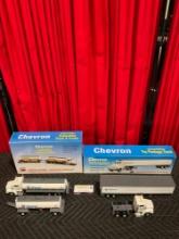 2 pcs Vintage Chevron Limited Edition Toy Package Truck & Truck w/ Trailer. Excellent Condition.