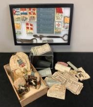 Tray Tobacco Related Items;     Box Full Of Tobacco Bags & Coupons