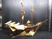 Vintage Wooden Model Ship -attic find