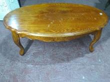 Oak Oval Coffee Table with Carved Leaf Knees