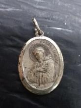 Religious Icon-Silver Tone St Francis Pendant