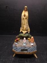 Religious Icon-Molded Plastic  "Fatima" Statue Music Box