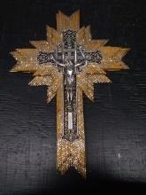 Religious Icon-Epoxy Matchsticks and Metal Crucifix