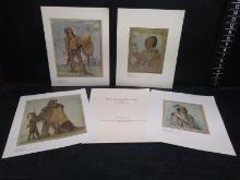 Unframed Prints-Collection 4 Indian Portraits by George Catlin