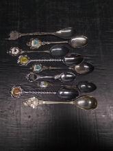 Collection 9 Assorted Souvenir Spoons