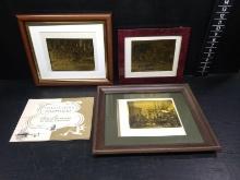 Collection 3 Framed Gold Foil Etched Pictures
