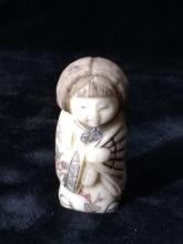 Antique Carved Bone Figure - Oriental Lady