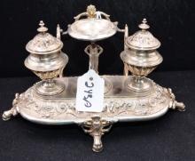 ANTIQUE .800 SILVER VICTORIAN INK WELL