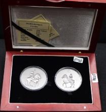 TWO 2004 1 OZ .999 SILVER ARGENT COINS IN BOX