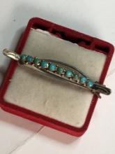 Antique Native Sterling Silver Turquise Hair Pin Designer Mrp Rare 4+ Grams Very Old