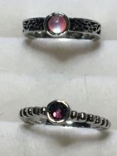 2 Pcs Handmade Amethyst & Pink Opalite Sz 8 Rings
