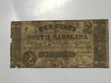 Confederate $2 1861 North Carolina Rare Reverse