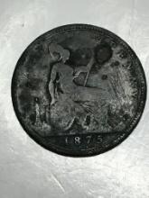 1875 Large Cent Great Britain 