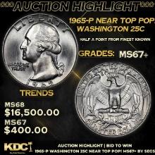 ***Auction Highlight*** 1965-p Washington Quarter Near Top Pop! 25c Graded ms67+ By SEGS (fc)