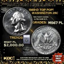 ***Auction Highlight*** 1989-p Washington Quarter TOP POP! 25c Graded ms67 PL By SEGS (fc)
