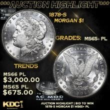 ***Auction Highlight*** 1878-s Morgan Dollar $1 Grades GEM+ PL (fc)
