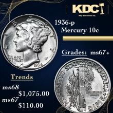 1936-p Mercury Dime 10c Grades Gem++ Unc
