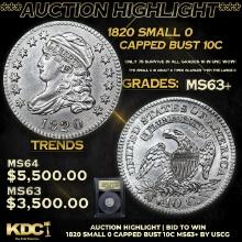 ***Auction Highlight*** 1820 Small 0 Capped Bust Dime 10c Graded Select+ Unc BY USCG (fc)