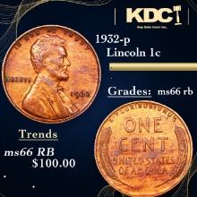 1932-p Lincoln Cent 1c Grades GEM+ Unc RB