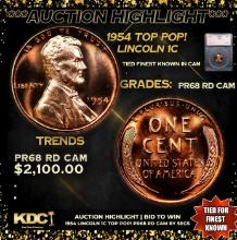 Proof ***Auction Highlight*** 1954 Lincoln Cent TOP POP! 1c Graded pr68 rd cam BY SEGS (fc)