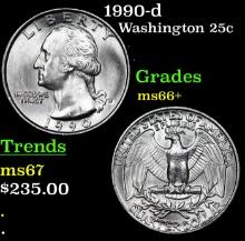 1990-d Washington Quarter 25c Grades GEM++ Unc