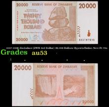 2007-2008 Zimbabwe (ZWR 3rd Dollar) 20,000 Dollars Hyperinflation Note P# 73a Grades Select AU