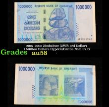 2007-2008 Zimbabwe (ZWR 3rd Dollar) 1 Million Dollars Hyperinflation Note P# 77 Grades Choice AU/BU