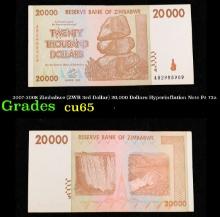 2007-2008 Zimbabwe (ZWR 3rd Dollar) 20,000 Dollars Hyperinflation Note P# 73a Grades Gem CU