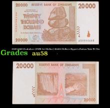 2007-2008 Zimbabwe (ZWR 3rd Dollar) 20,000 Dollars Hyperinflation Note P# 73a Grades Choice AU/BU Sl