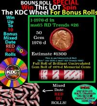 CRAZY Penny Wheel Buy THIS 1976-d solid Red BU Lincoln 1c roll & get 1-10 BU Red rolls FREE WOW