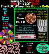 CRAZY Penny Wheel Buy THIS 1974-p solid Red BU Lincoln 1c roll & get 1-10 BU Red rolls FREE WOW
