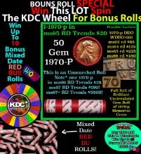 CRAZY Penny Wheel Buy THIS 1970-p solid Red BU Lincoln 1c roll & get 1-10 BU Red rolls FREE WOW