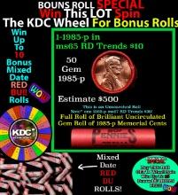 1-10 FREE BU RED Penny rolls with win of this 1985-p SOLID RED BU Lincoln 1c roll incredibly FUN whe