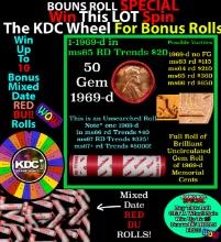 CRAZY Penny Wheel Buy THIS 1969-d solid Red BU Lincoln 1c roll & get 1-10 BU Red rolls FREE WOW