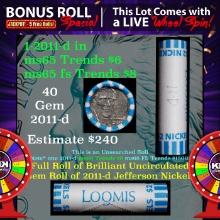 1-5 FREE BU Jefferson rolls with win of this 2011-d 40 pcs Loomis $2 Nickel Wrapper