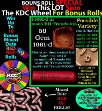 CRAZY Penny Wheel Buy THIS 1961-d solid Red BU Lincoln 1c roll & get 1-10 BU Red rolls FREE WOW Grad